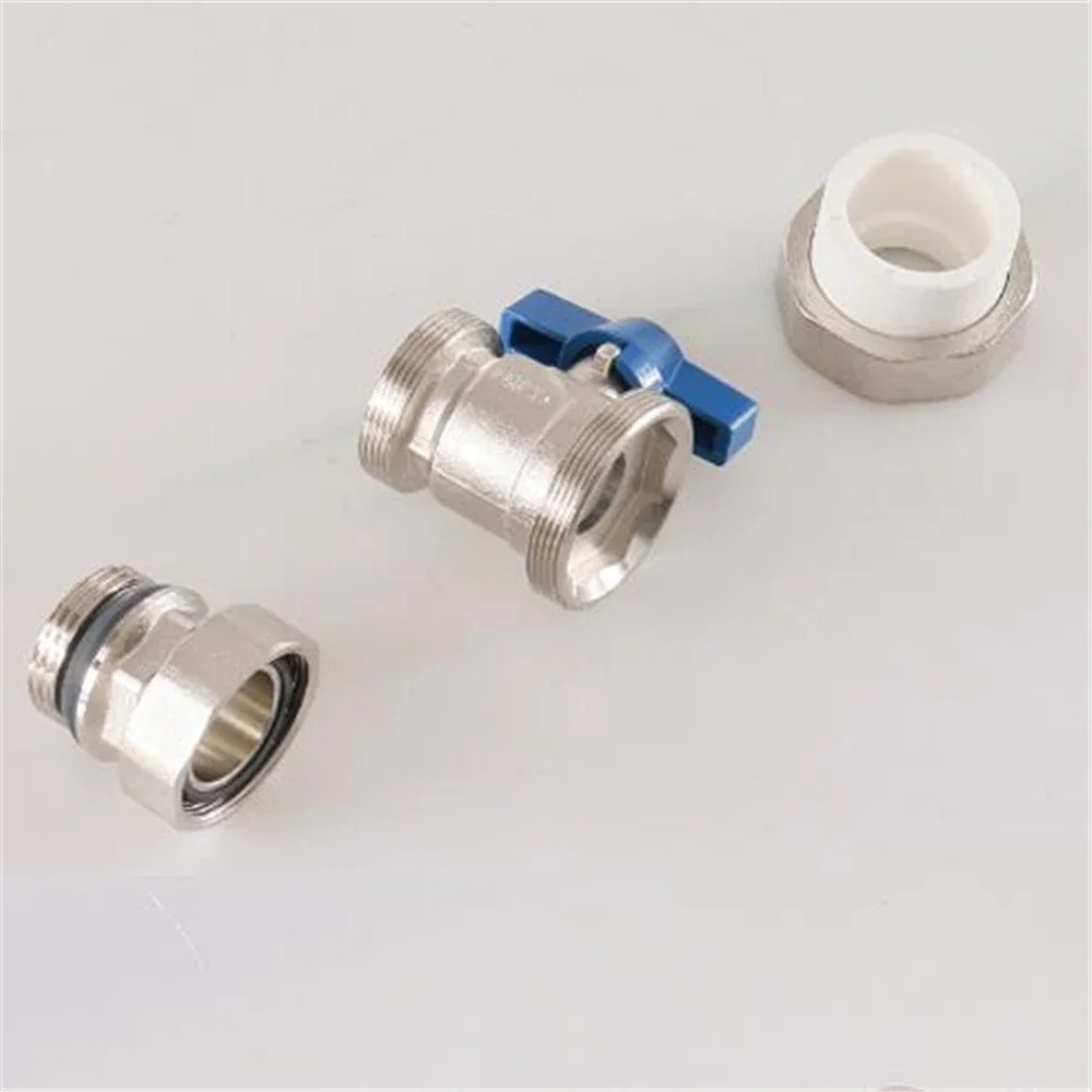 Floor Heating Manifold Valve Silver Electroplating Straight Ball Valve PPR25 One Inch Hot Melt Joint Inner And Outer Wire