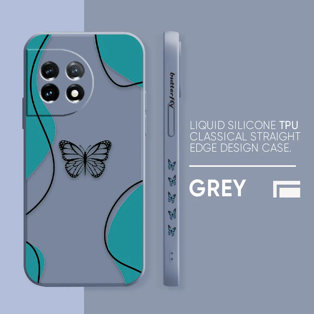 thumbnail image 1 of Case For Oneplus 5 6 9 9R 8 8T 7 7T A3 2 2V NORD 3 2 Lite Pro Simple Liquid Silicone Case Beautiful Butterfly, 1 of 5