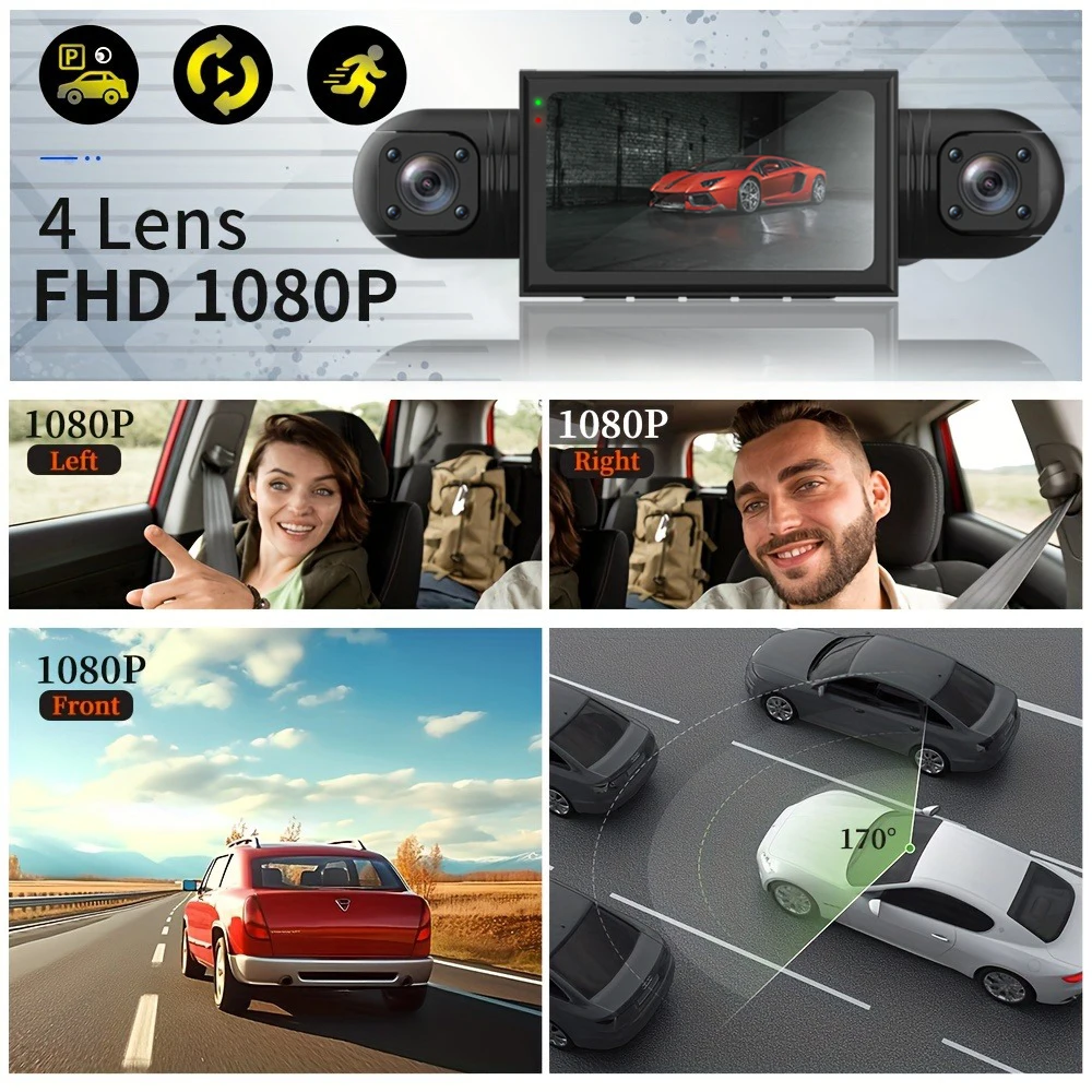 Black Box Car Dash Cam FHD 1080P Front Rear Night Vision