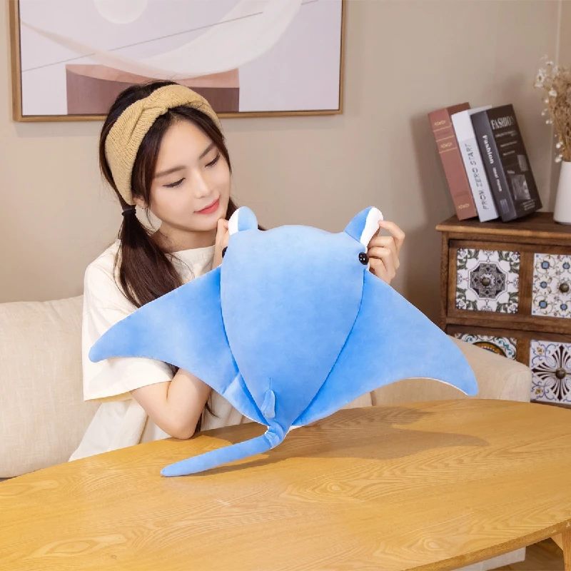 New Cartoon Fish Manta Ray Plush Toy Kawaii Devil Rajiformes Cute Mobulidae Plushies Pillow Stuffed Soft Marine Life Dolls Gifts