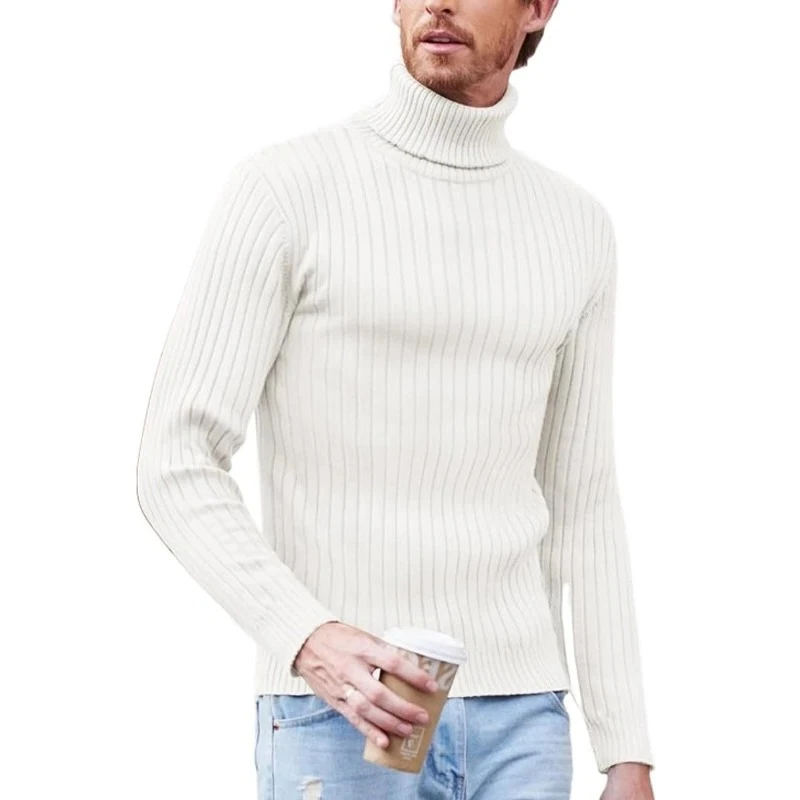 Animal Game Autum Men's Casual Pullover Wool Turtleneck Sweater Stripe Knitted Winter Warm Outerwear Jerseys Stripes Basic Tops