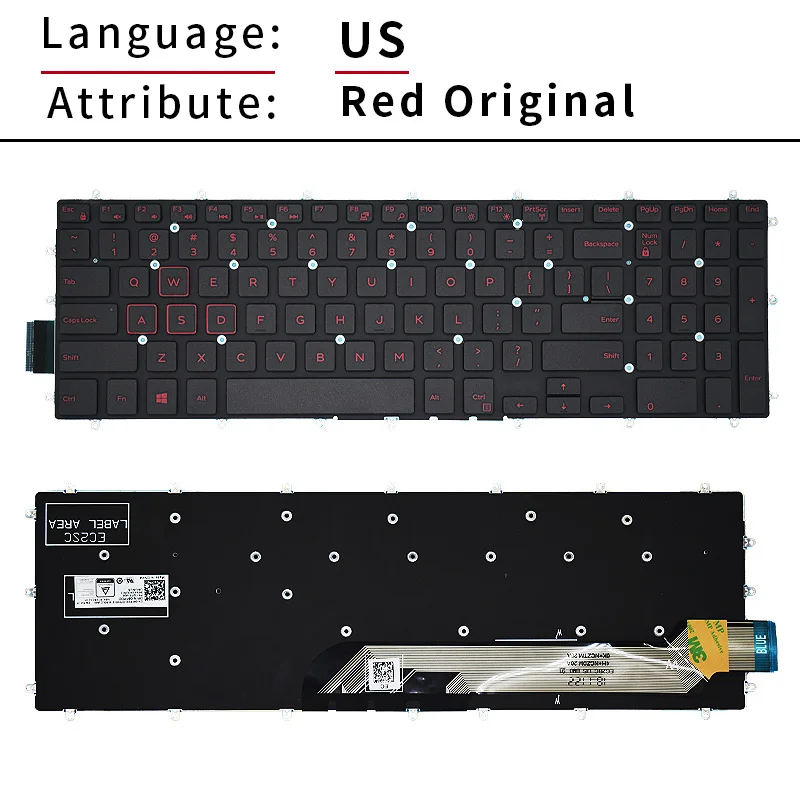 Eua Inglês Russo Teclado do Portátil para Dell Inspiron157000 7566 5567 7567 5665 5570 7577 P65f P72f G33579 3779 com Luz de Fundo - Imagem 4