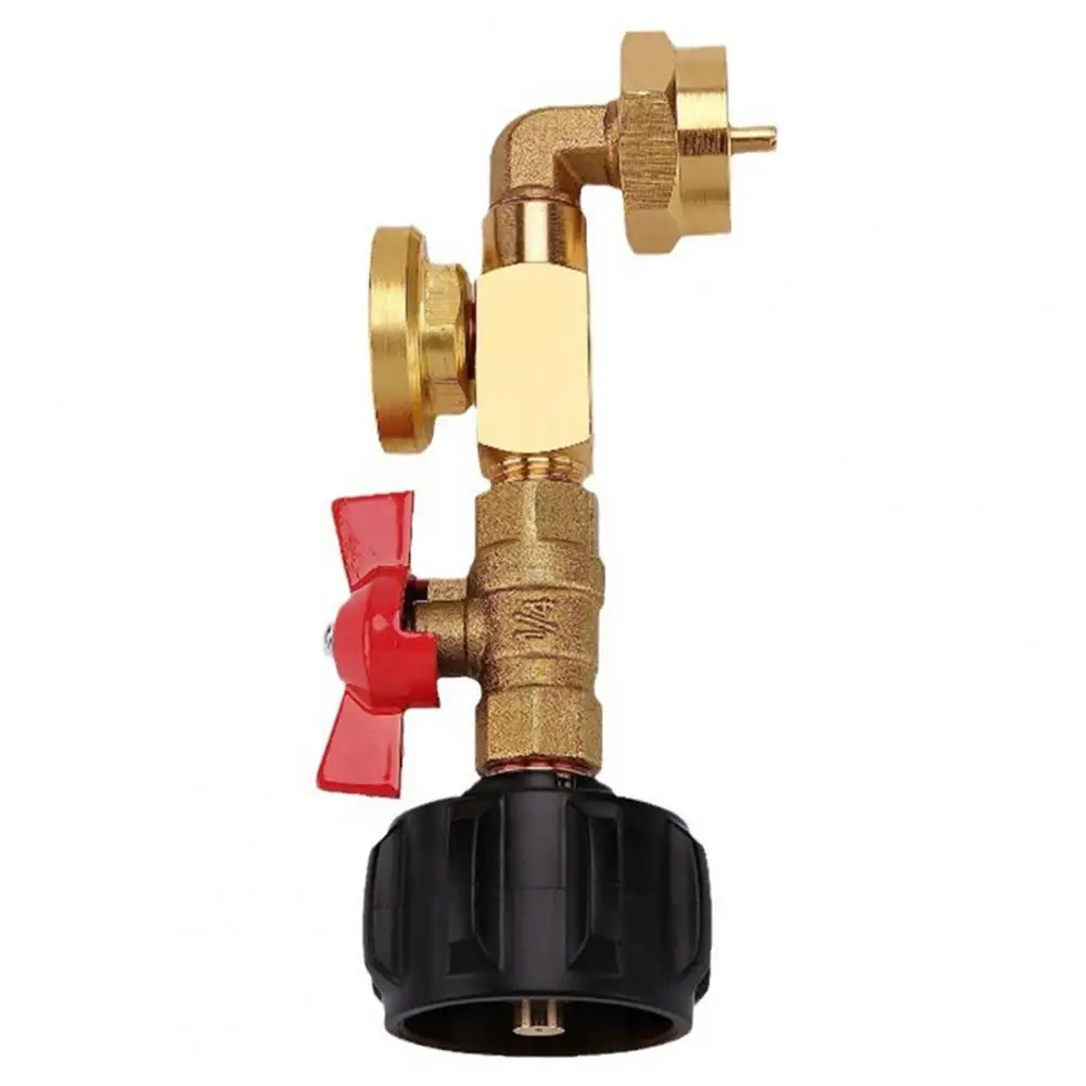 Gas Tank Connector Propane Tank Filling Accessory Explosion-proof Brass Gas Tank Refill Adapter with Valve Gauge for Outdoor 6