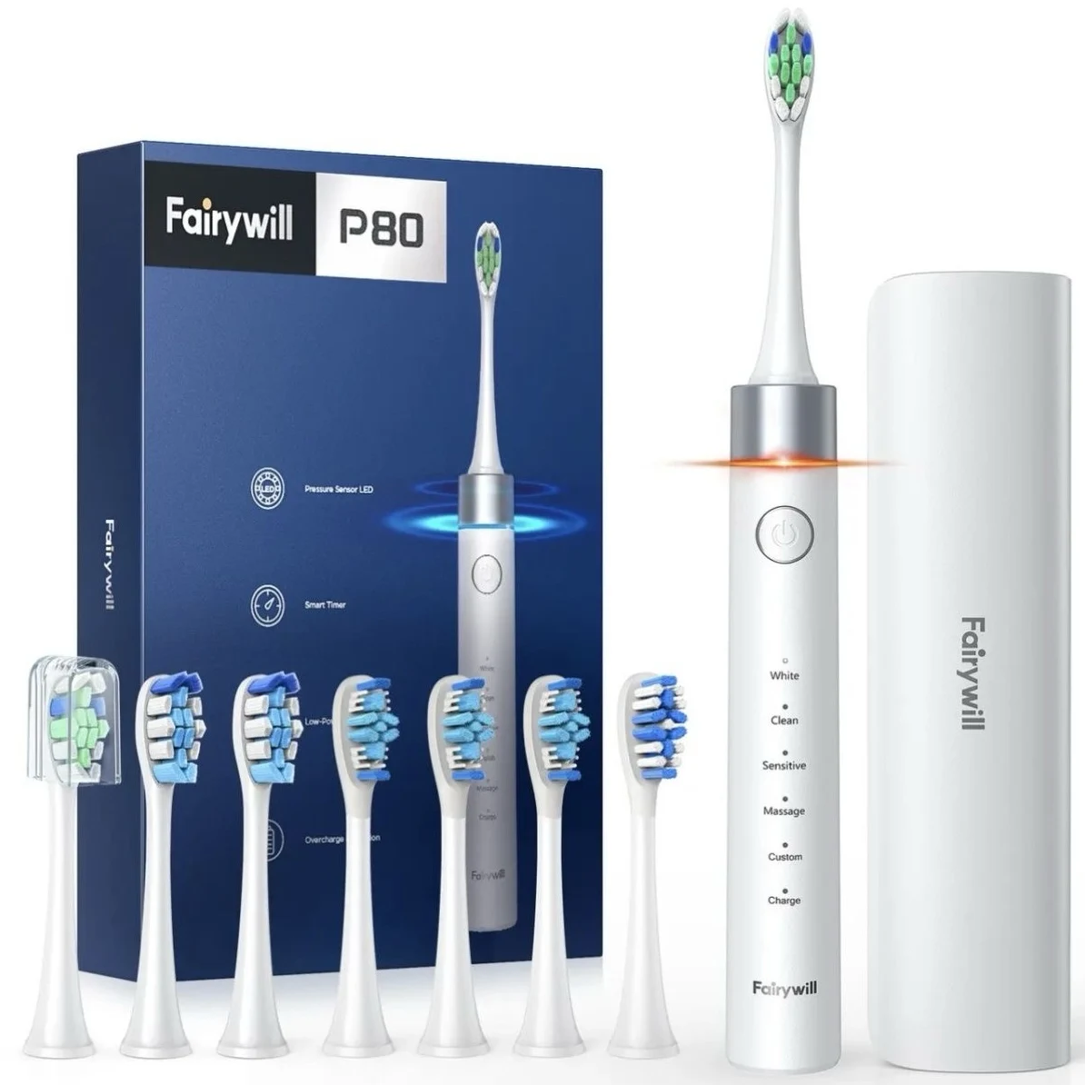 Fairywill P11 T9 P80 Electric Toothbrush Heads Compatible with Fairywill P11 T9 P80 Electric Toothbrush，4/8/16pcs 5