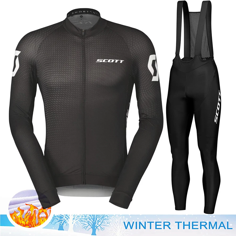 Winter Fahrradanzug Herren - Thermo Langarm Trikot Mit Brille