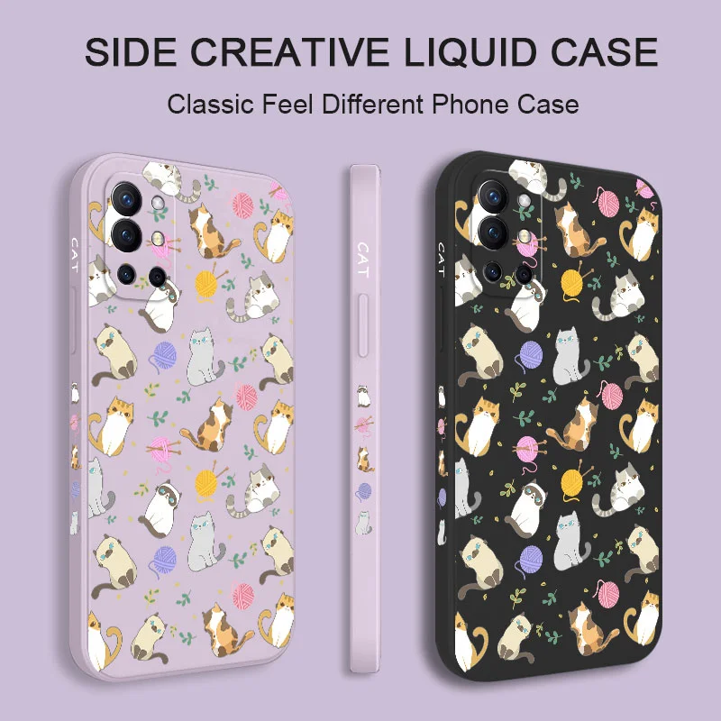 Charming Cat Pattern Liquid Silicone Phone Case
