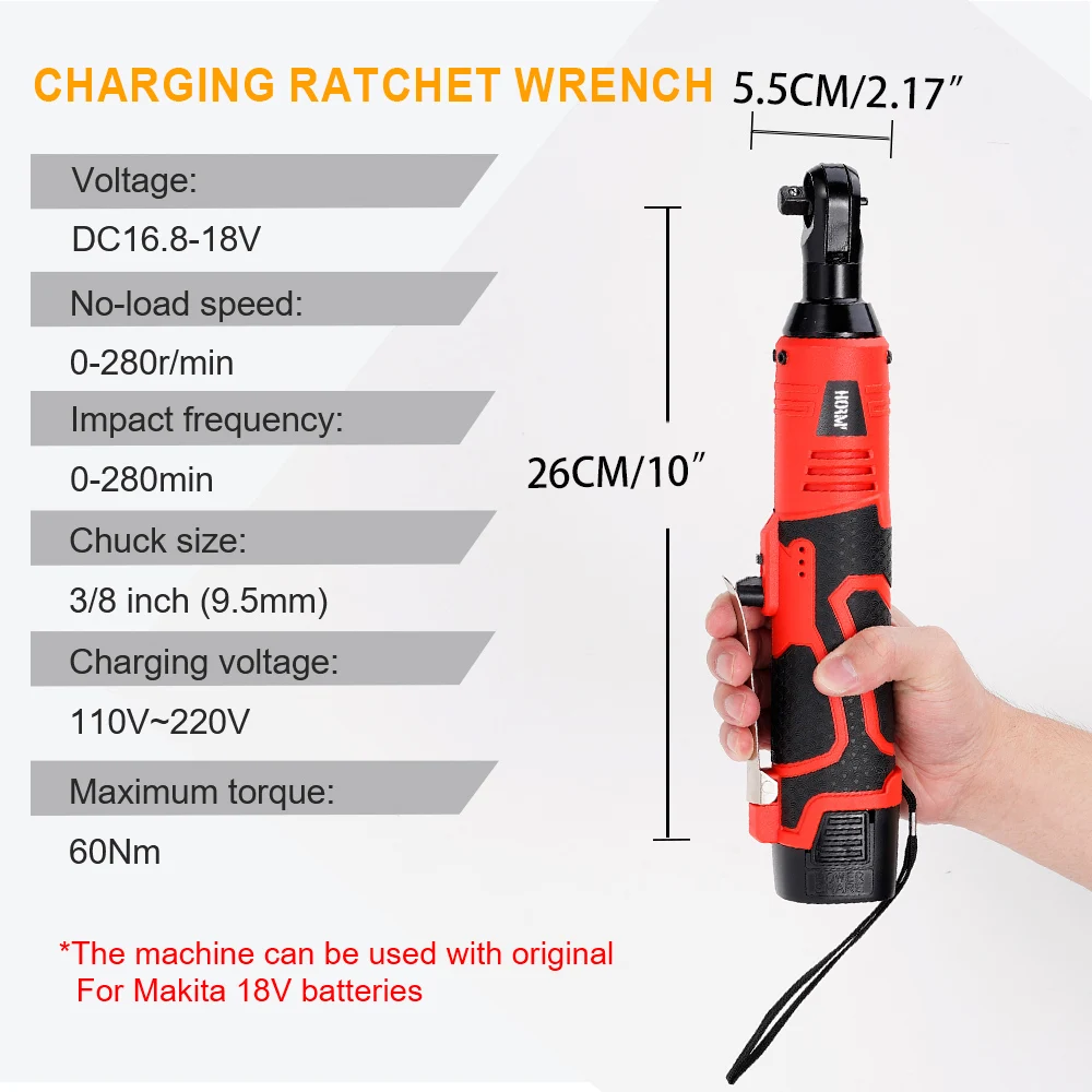 18V Impact Wrench Cordless Rechargeable Electric Wrench 3/8 Inch Right Angle Ratchet Wrenches Impact Driver Nut Power Tool Set