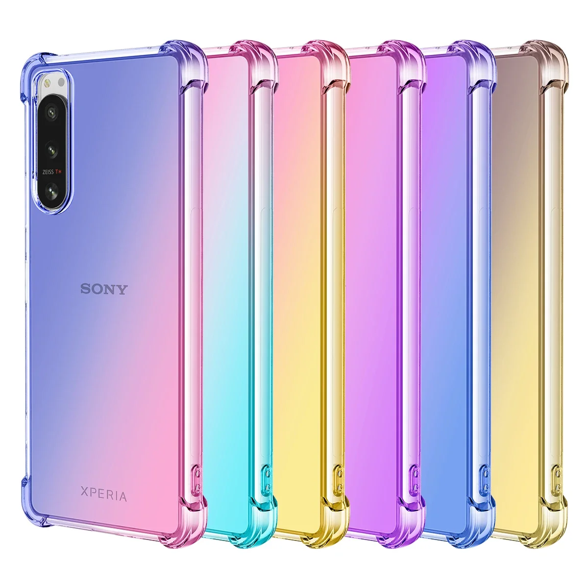 For Sony Xperia 5 Iv / Xperia 5 Iii / Xperia 5 Ii Clear Cute Gradient Case Slim Anti Scratch Flexible Tpu Shockproof Cover