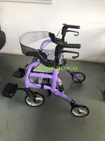 Free shipping Transport Rollator Rolling Walker Combo with Hand Activated Brakes and Back Support 1
