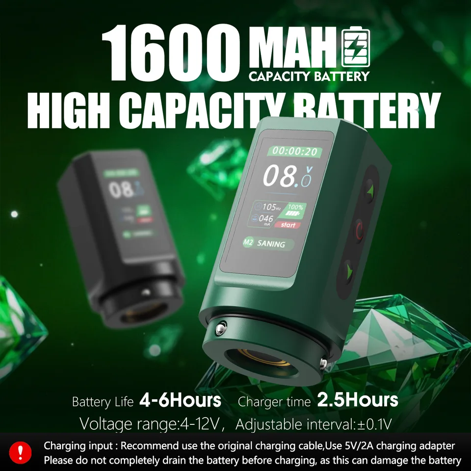 T-Rex-ワイヤレスロータリータトゥーペンマシン,1600mAhバッテリー