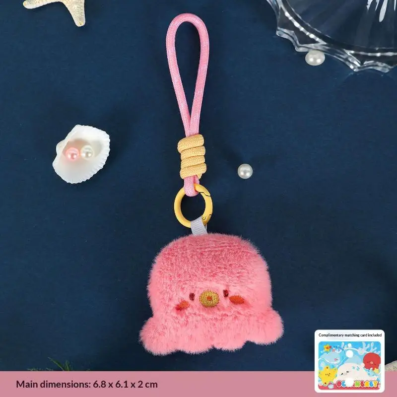 Coffret cadeau porte-clés en peluche animal océan, pendentif de dauphin poulpe mignon pour anniversaire et sac à dos, décor sur le thème marin