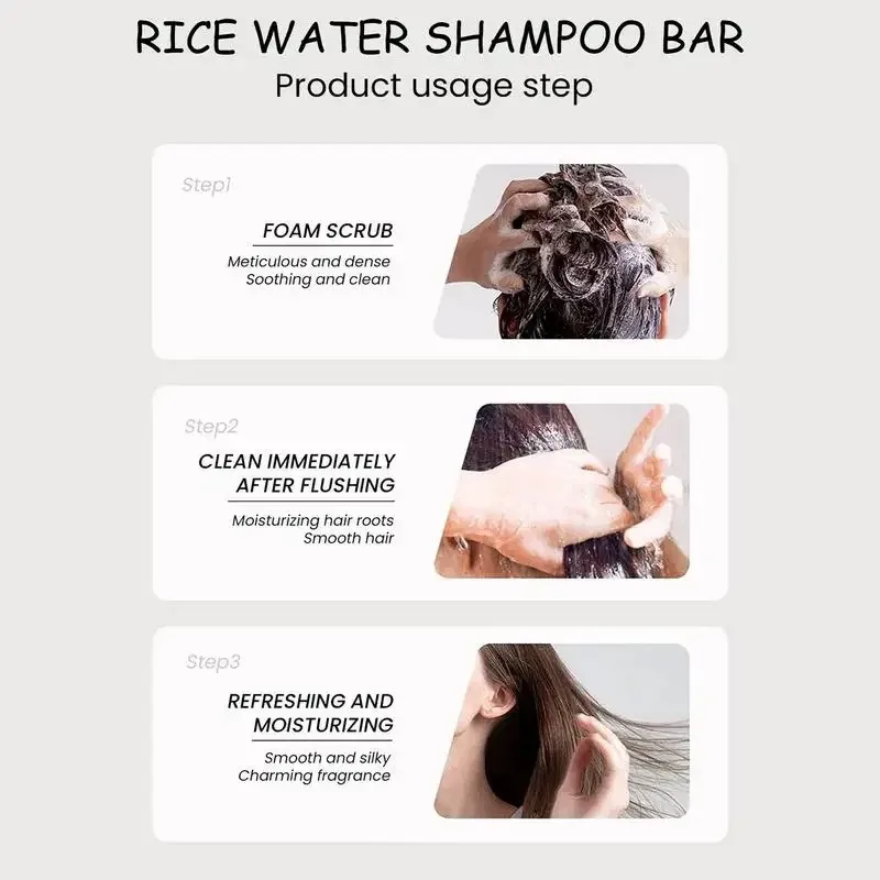 Nourishing Organic Rice Shampoo Bar - Oil-Free Hair Growth & Conditioning Soap