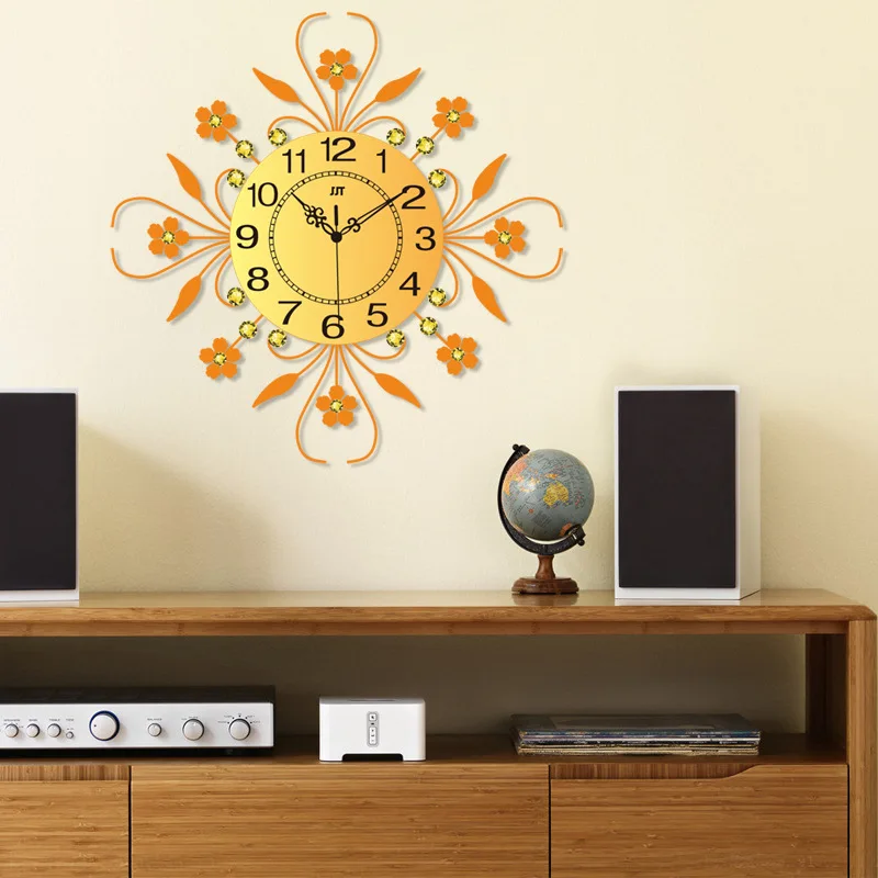 

Simple Fashion Living Room Wall Clock European Style Mute Quartz Watch Flower Shape Wall Decor Home Sofa Background Accessories