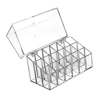 Lipstick Holder 18 Space Clear for Lipstick Storage Display Case Cosmetic Box Lip Gloss with Flip over Lid Make up Organizer 2