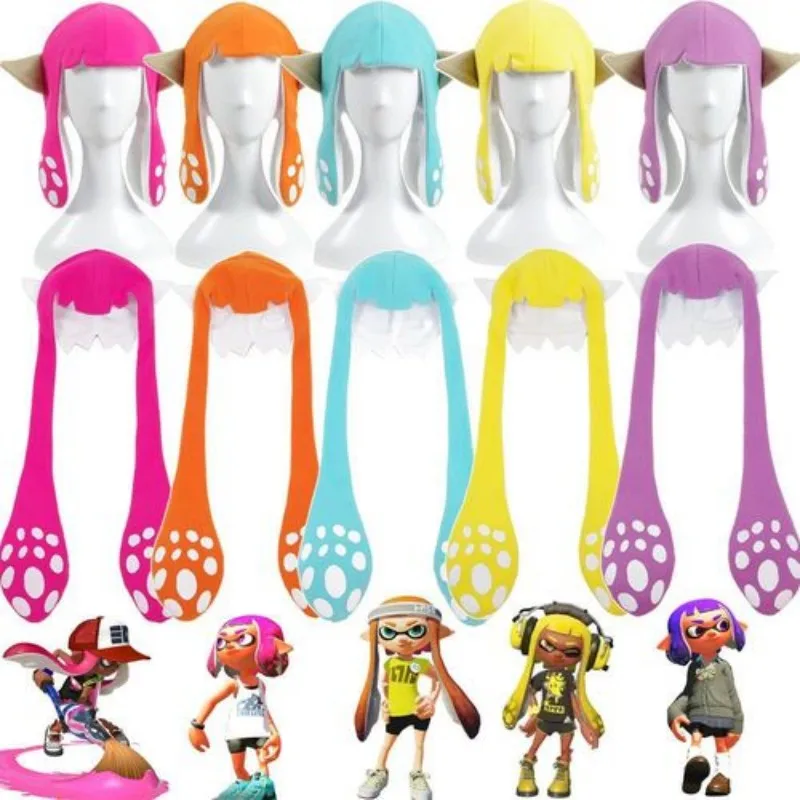 

Game Splatoon 2 Inkling Squid Girl Cosplay Adult Kid Unisex Inkfish Cotton Hat Lovely Cap Warm Costume Helmet Xmas Festival Gift