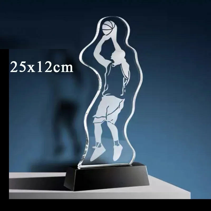 Customized Creative Crystal Trophy, High-End Sports Rewards, Metal Resin Crafts, School Competition Award Gifts, Home Decor, 1Pc