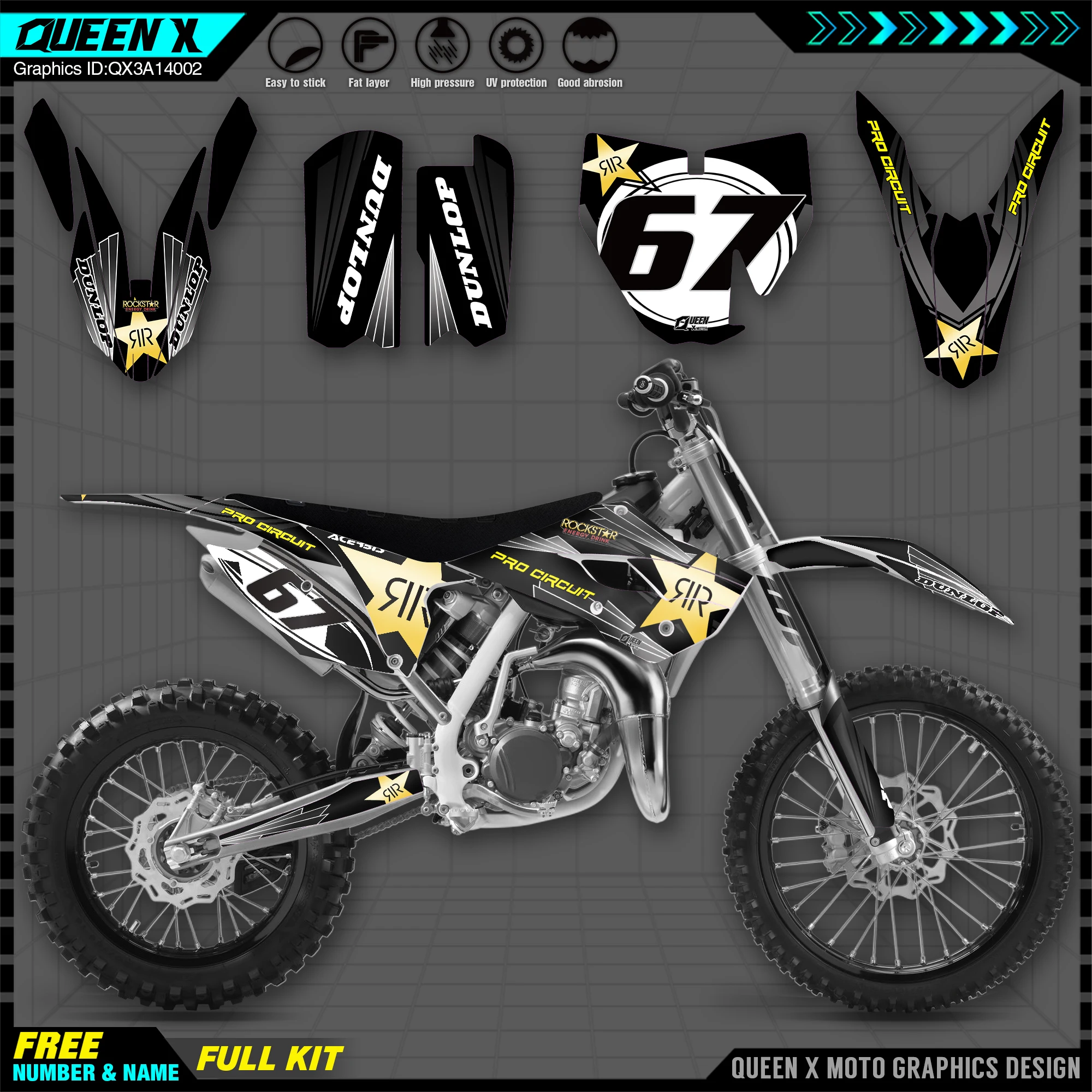 

NEW Team QUEEN X MOTOR GRAPHICS & BACKGROUND DECAL STICKER Kits Fit for Husqvarna TC 85 2014 2015 2016 2017 TC85 Graphics
