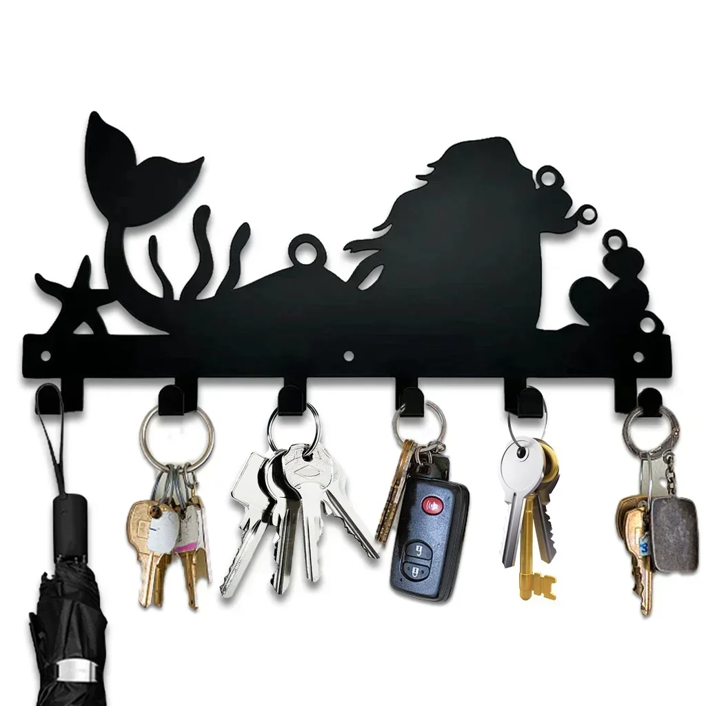

1 шт., настенный металлический держатель для ключей, с 6 крючками