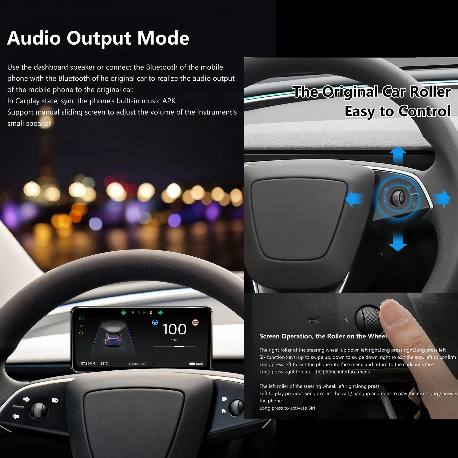 6.25 Inch Linux OS Tesla Model 3 Y Digital Dashboard Heads Up 