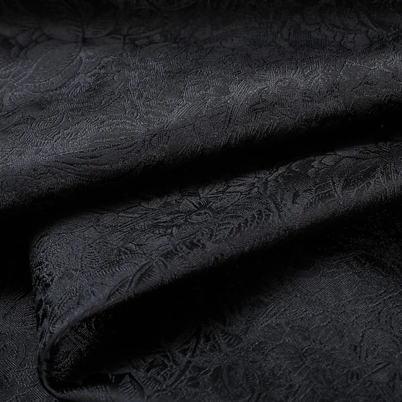 

Black Plants Jacquard Chinese Silk Song Brocade Fabric for Autumn Jacket Dress,105CM Wide 40MM Heavy Silk Fabric R014