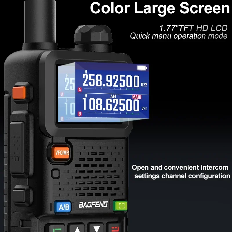 Фото Портативная рация Baofeng UV-5RH Air Band, трехдиапазонная Беспроводная радиостанция AM, FM, приемник дальнего действия, двухсторонний, для любительской радиосвязи №5
