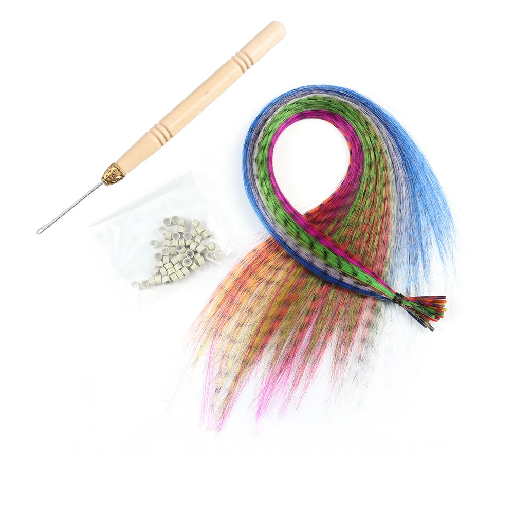 Extensiones de cabello sintético de color para extensiones de plumas, 20, 30, 40, 50 piezas, punta de 16 pulgadas, postizo sintético, extensiones de cabello de plumas de cebra