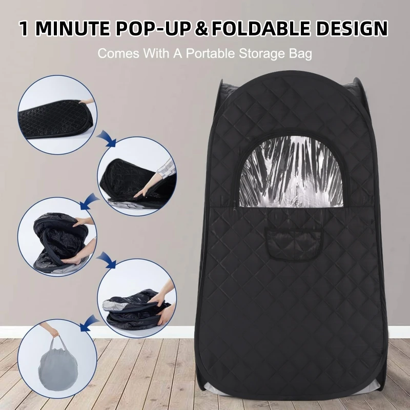 Large Size Sauna Portable Steam Sauna Personal Home Spa with 4L Large Steam Generator 16 Levels Remote Control and Chair 3