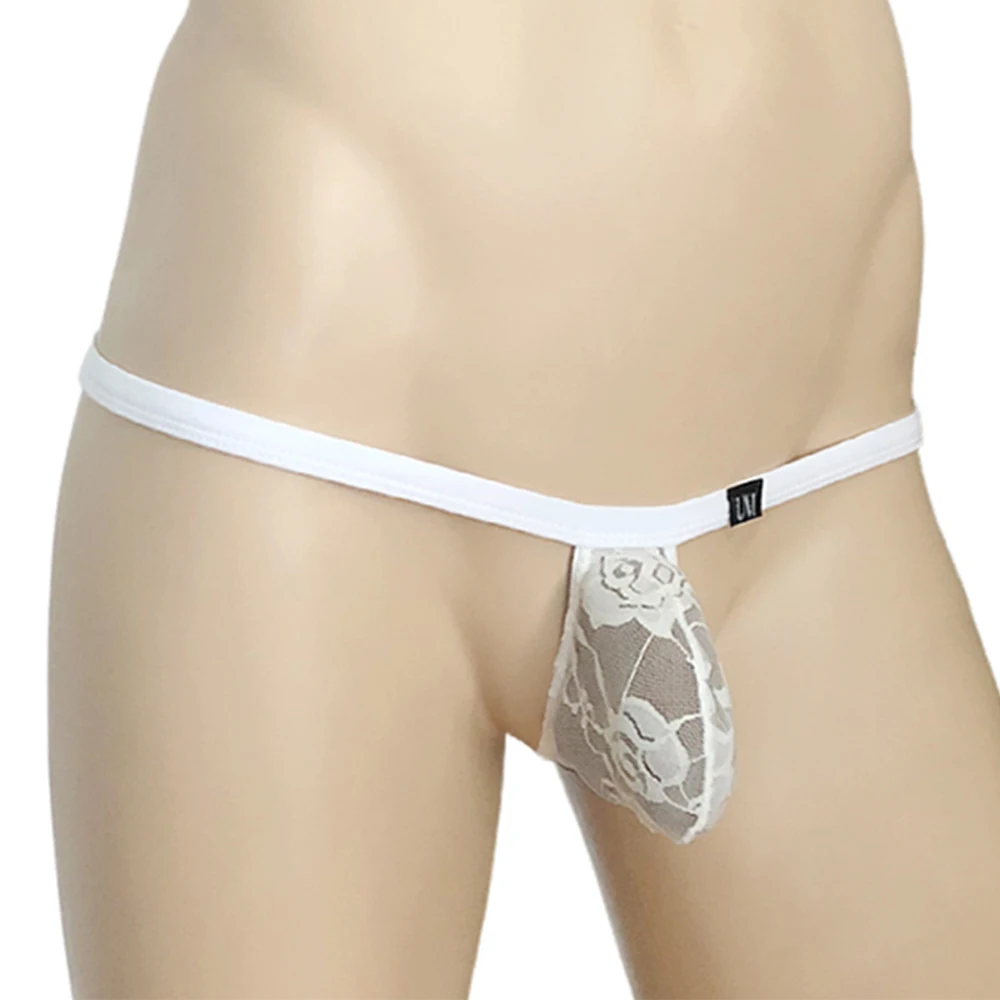 

Sexy Mens Transparent Lace G-string T-Back Thong Erotic Lingerie Low-Rise Underpants See Through Briefs Erotic Underwear