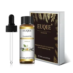 EUQEE 10ml Aromatherapy Pure Essential Oil Collection - Jasmine, Eucalyptus, Frankincense, Cinnamon, Lavender - 10ml (Vanilla)