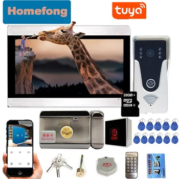Homefong 7"  RFID Touch Screen Video Door Phone Home Intercom with Lock Unlock Tuya Smart App Remote Control  1080p Doorbell 1