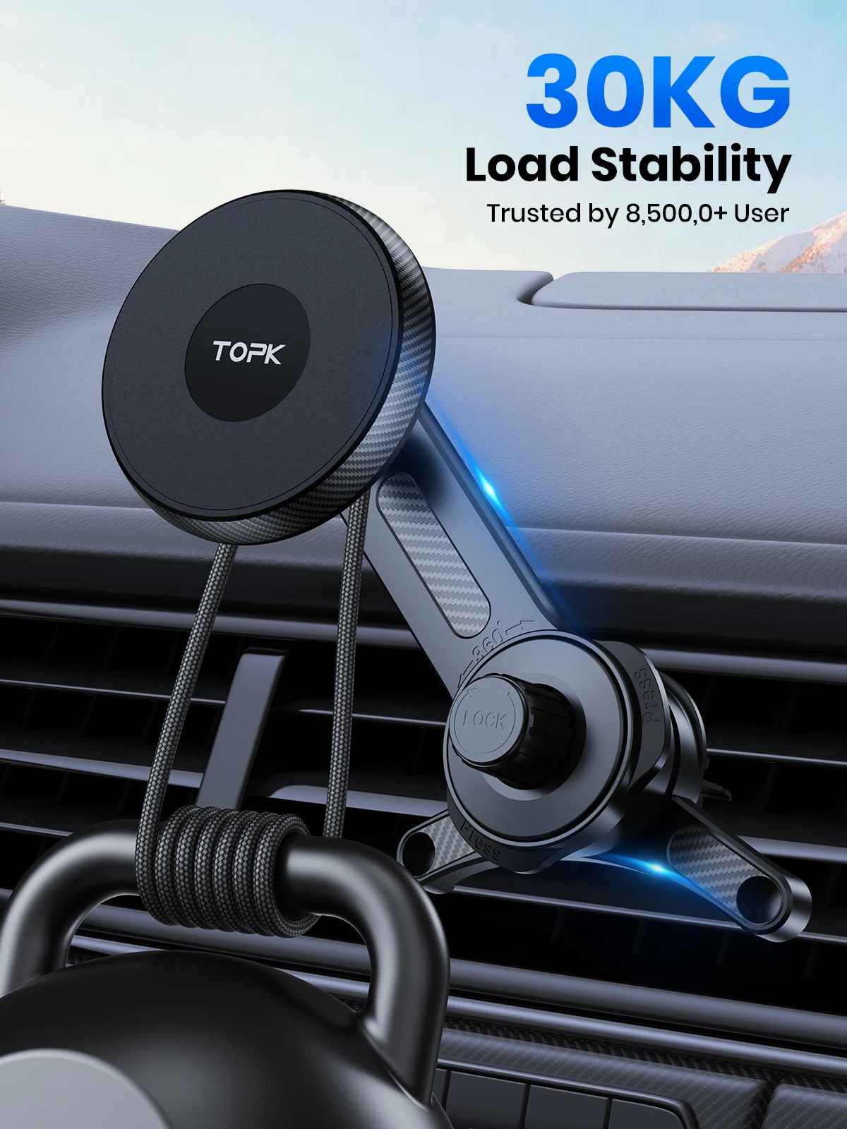 Fits MagSafe Car Phone Holder, Strong Magnetic Phone Holder for iPhone 15, Vent