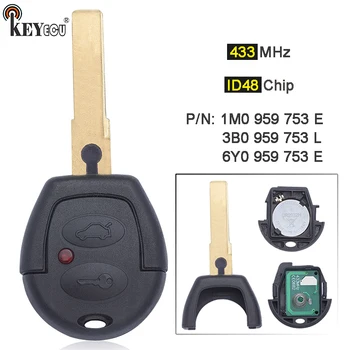 Keyforkess 433MHz Keyless Entry 2 Button Remote Car Key Fob per Volkswagen GOL con lama non tagliata