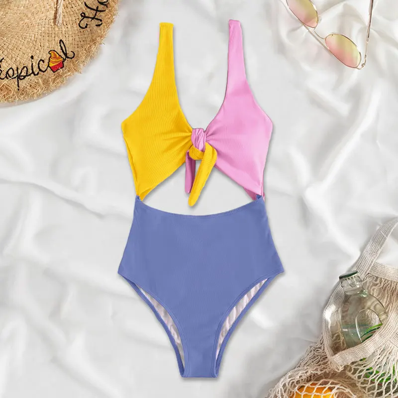 

Vikionfly Sexy One Piece Swimsuit Women 2022 Colorful Cut Out Thong Monokini Swimwear Swimming Suit Beach Bodysuit Bathing Suit