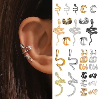 Korean Fashion Snake Ear Clip Earrings For Women Earing Jewelry Ear Cuffs Without Hole Single Snakes Fake Earrings Kolczyki 2025
