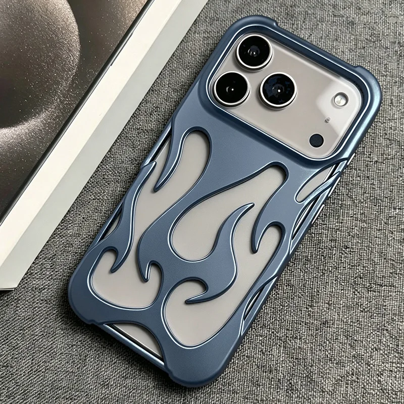 Plating Hollow Flame Pattern Silicone Shockproof Phone Case Cover