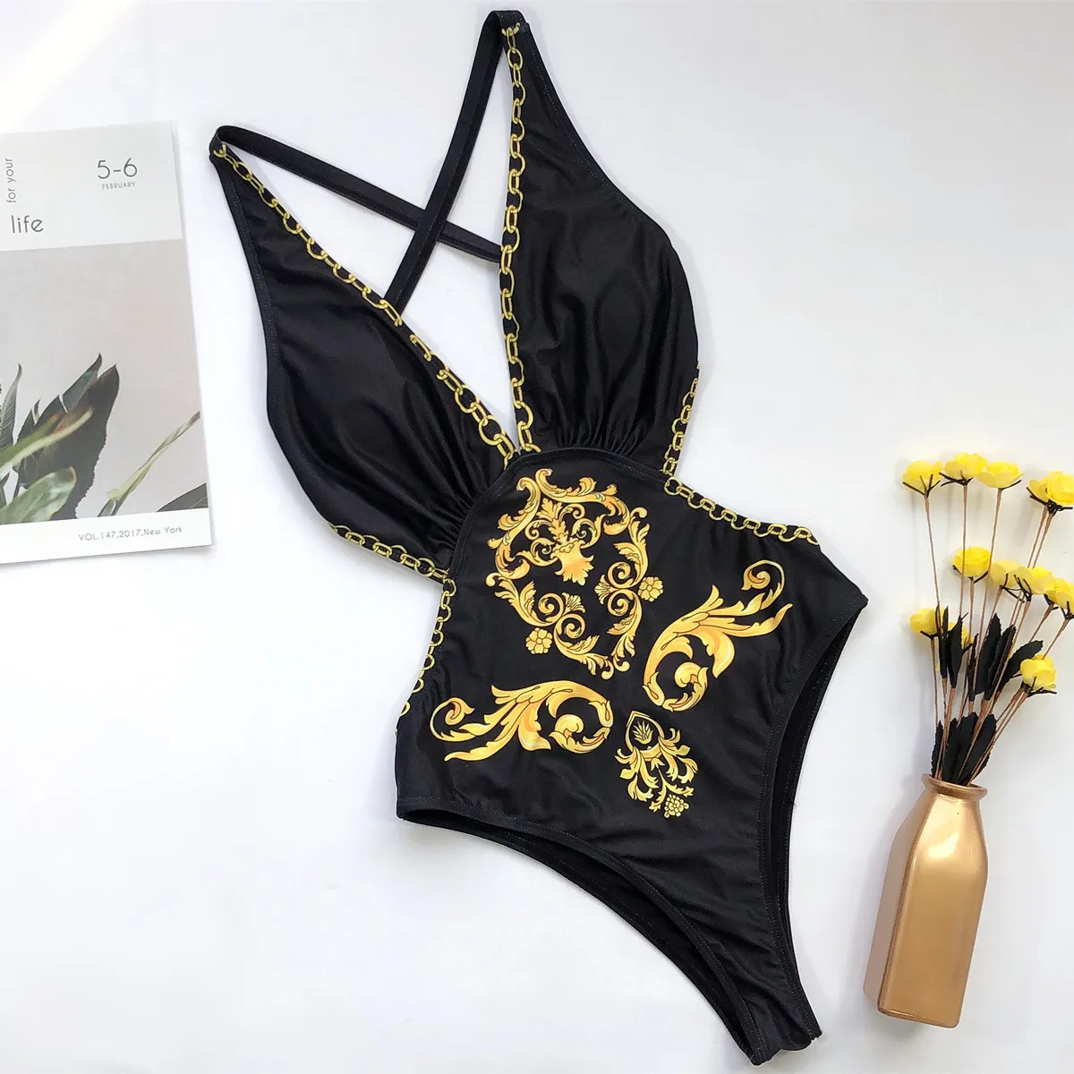 Summer Women's Swimwear High quality Padded Bikini Push Up Bikini Sets One-Piece Backless Swimsuit