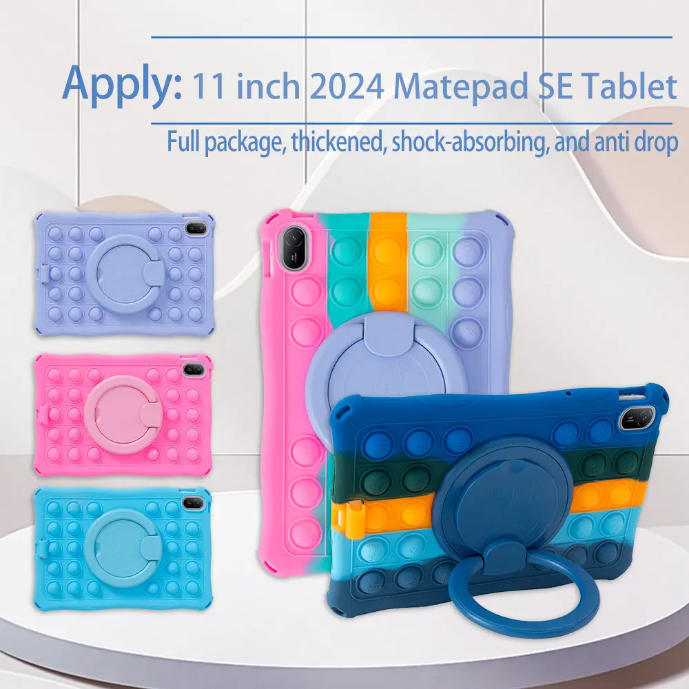 Rotating Bubble Soft Silicone Kickstand Kids Tablet Case - 11-Inch 2024