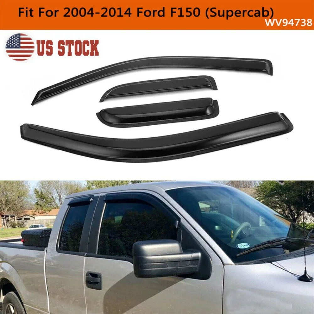 

For 2004-14 Ford F150 Supercab Window Visors Sun Rain Guards Vent Shade Outside