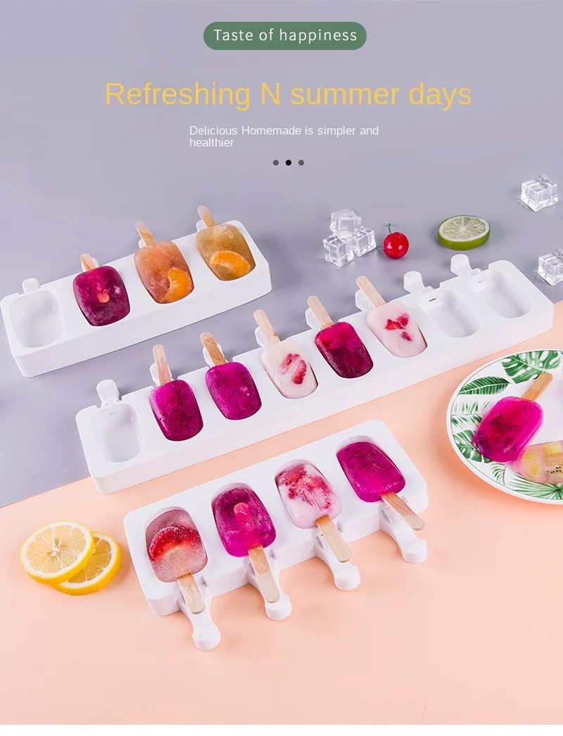 Description Picture 3 of itemSilicone Ice Cream Mold DIY Chocolate Dessert Popsicle Moulds Tray Ice Cube Maker Homemade Tools Summer Party Supplies