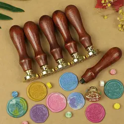 Sceau Vintage à manche en bois avec mots de bénédiction, sceau pour cartes d'invitation, sceau de scellage pour fête de mariage, fournitures de scellage 