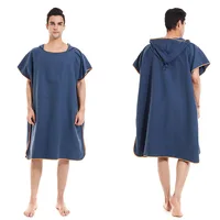 Solid color adult beach bathrobe Microfiber double-sided velvet water absorption quick drying cloak hooded changing bathrobe 3