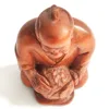 RS436, Collectible 20 Years Old 2" Hand Carved Japanese Boxwood Netsuke, Elder Man Figurine, People Sculpture, Small Ornaments 2