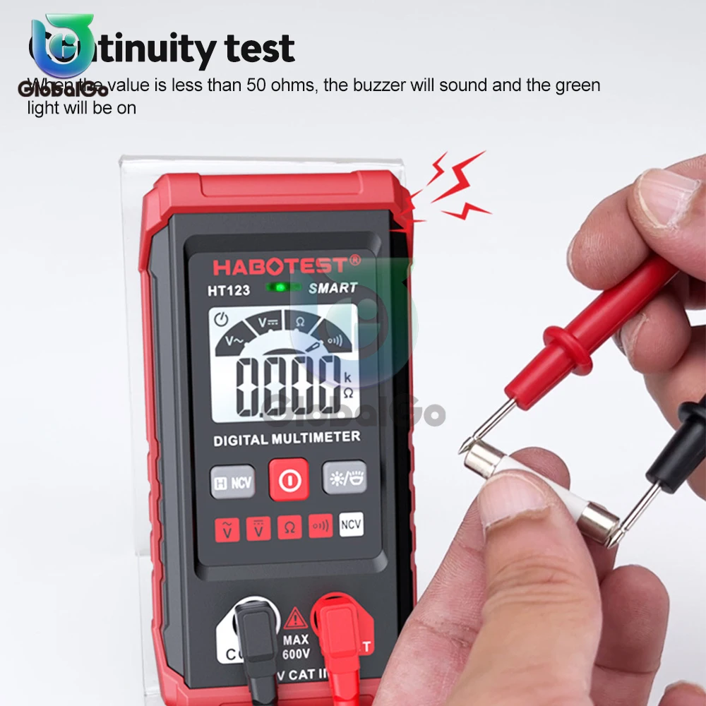 HT123 smart digital multimeter AC/DC voltage resistance continuity measurement tester NCV 2000 count with backlight digital multimeter