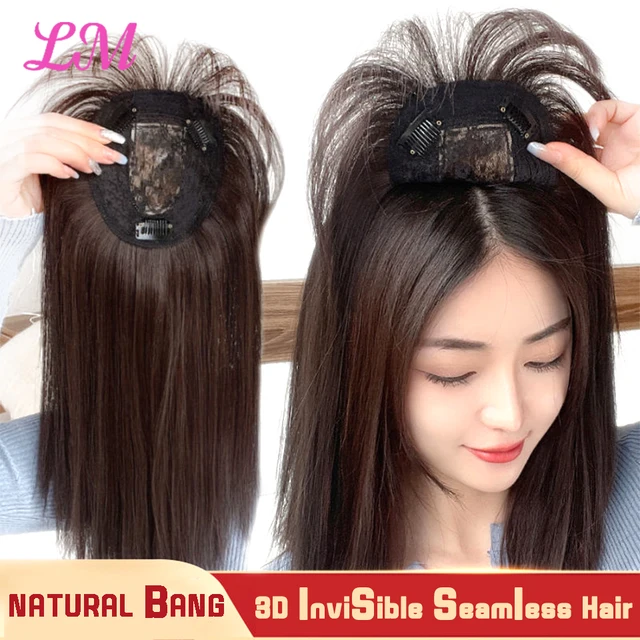 Frange 3D Invisible sans couture, cheveux ondulés à l'eau, frange à Air, couverture de remplacement naturelle Invisible, cheveux blancs 1