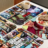 Grand Theft Auto GTA Game Non-slip Fast Water Absorption Anti-scalding Imitation Tile Printing Coffee Machine Draining Pad 1