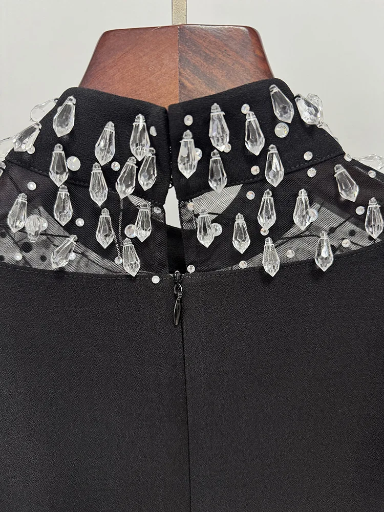 فستان سهرة ماكسي شبك وخرز