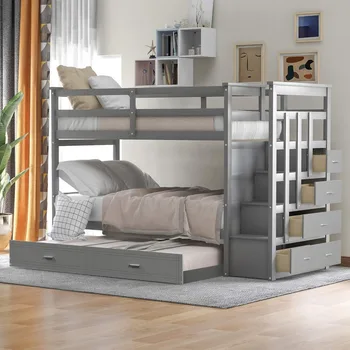 Twin Bunk Bed with Stairs 1