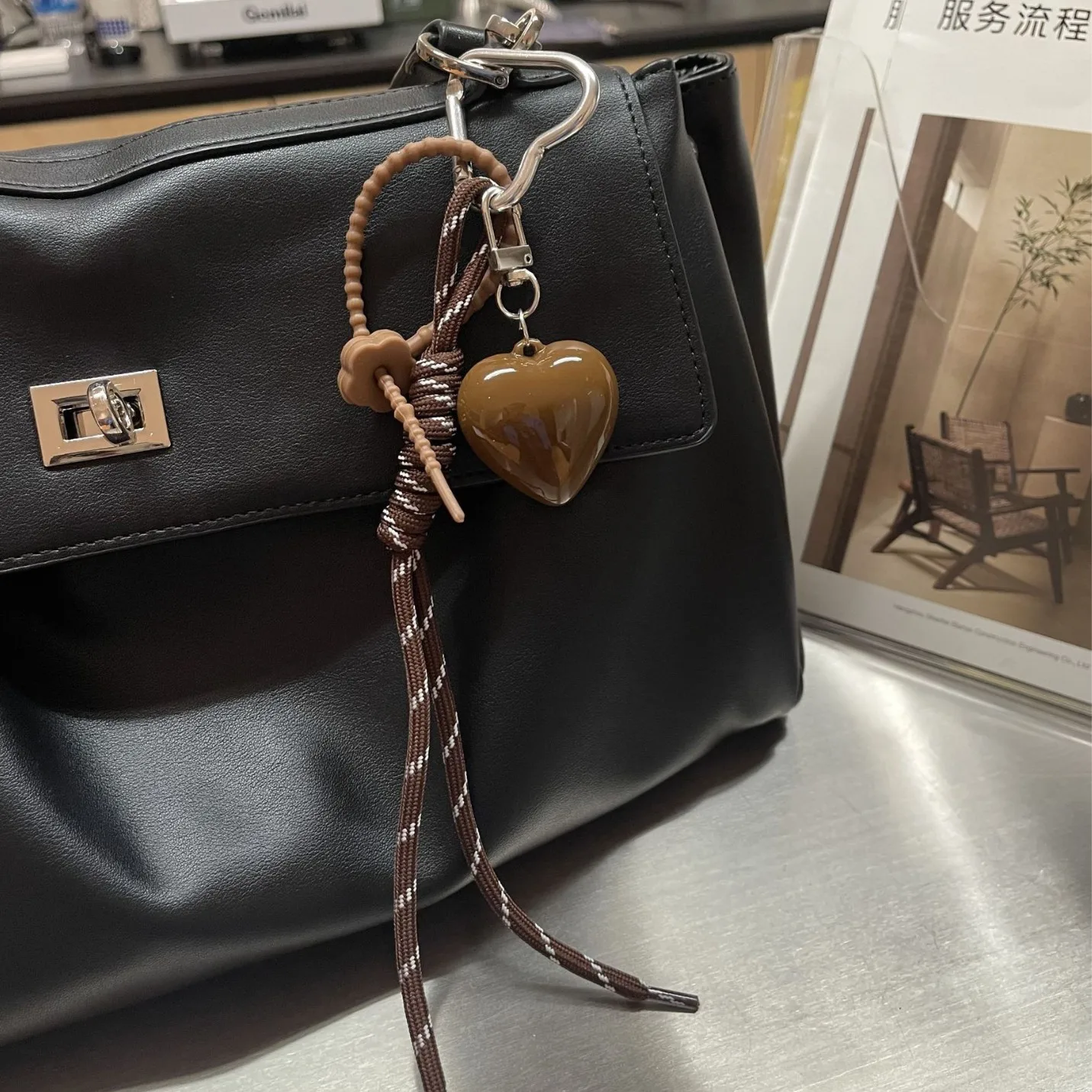 MIU Style Angola Red Heart Braided Rope Keychain Pendant Personalized Bag Pendant Accessories guitar keychain metal keychain metal keychain hook backpack decoration