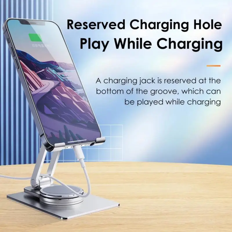 RYRA Aluminum Desktop Phone Holder Stand 360° Rotation Heat dissipation Metal Foldable Bracket For iPad Phone Within 12.9inch