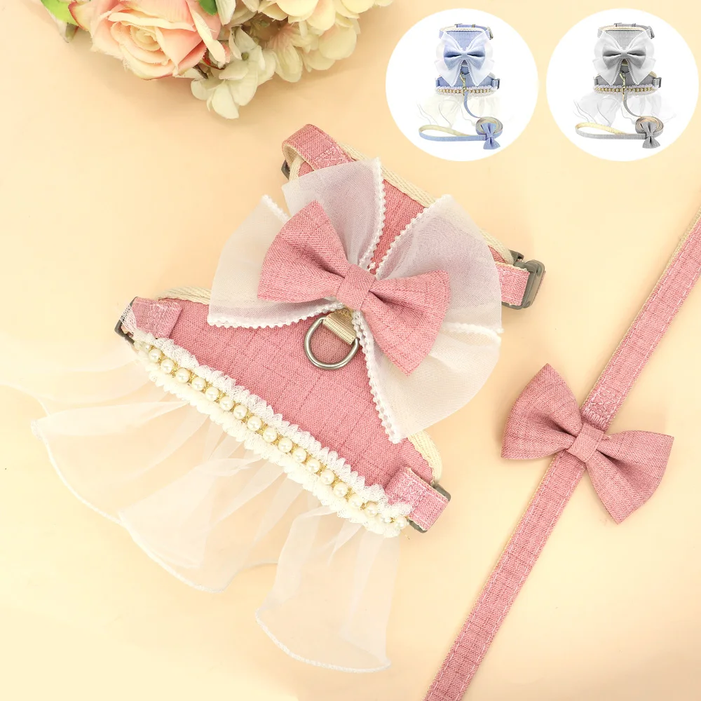Title 6, Cat Harness Leash Set Cute Bowknot Princess Cat...